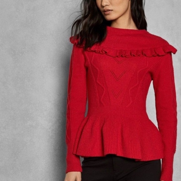 Ted Baker London Sweaters - Ted Baker London Red Peplum Sweater